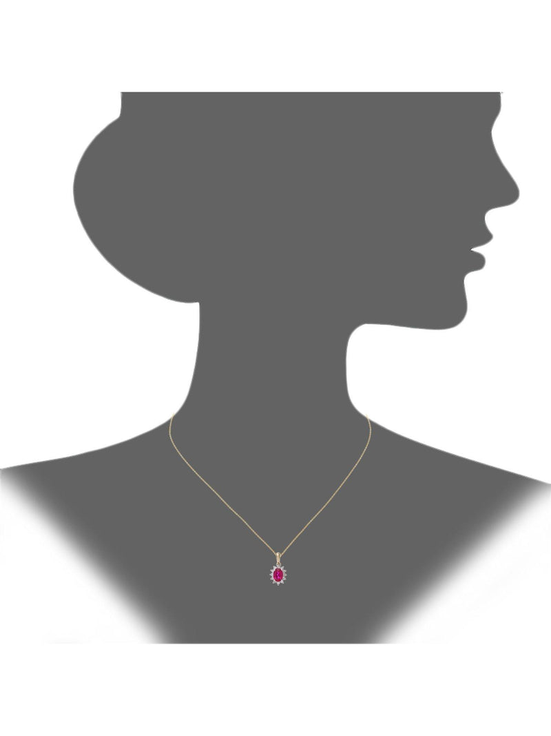 Mogul 9ct yellow gold ruby and diamond pendant, imported from the UK