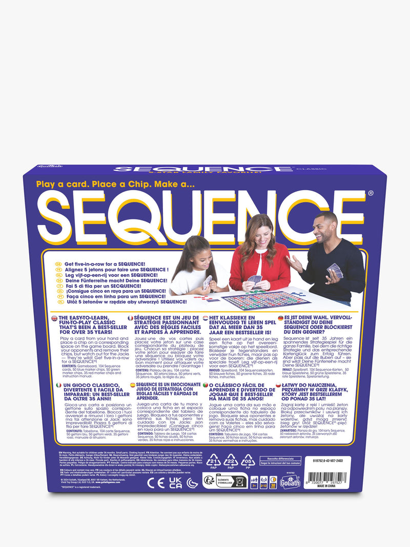 Goliath Sequence board game with chips and cards, UK version