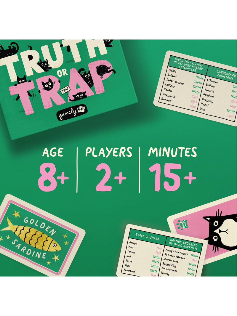 Gamely Truth or Trap bluffing party game - British product