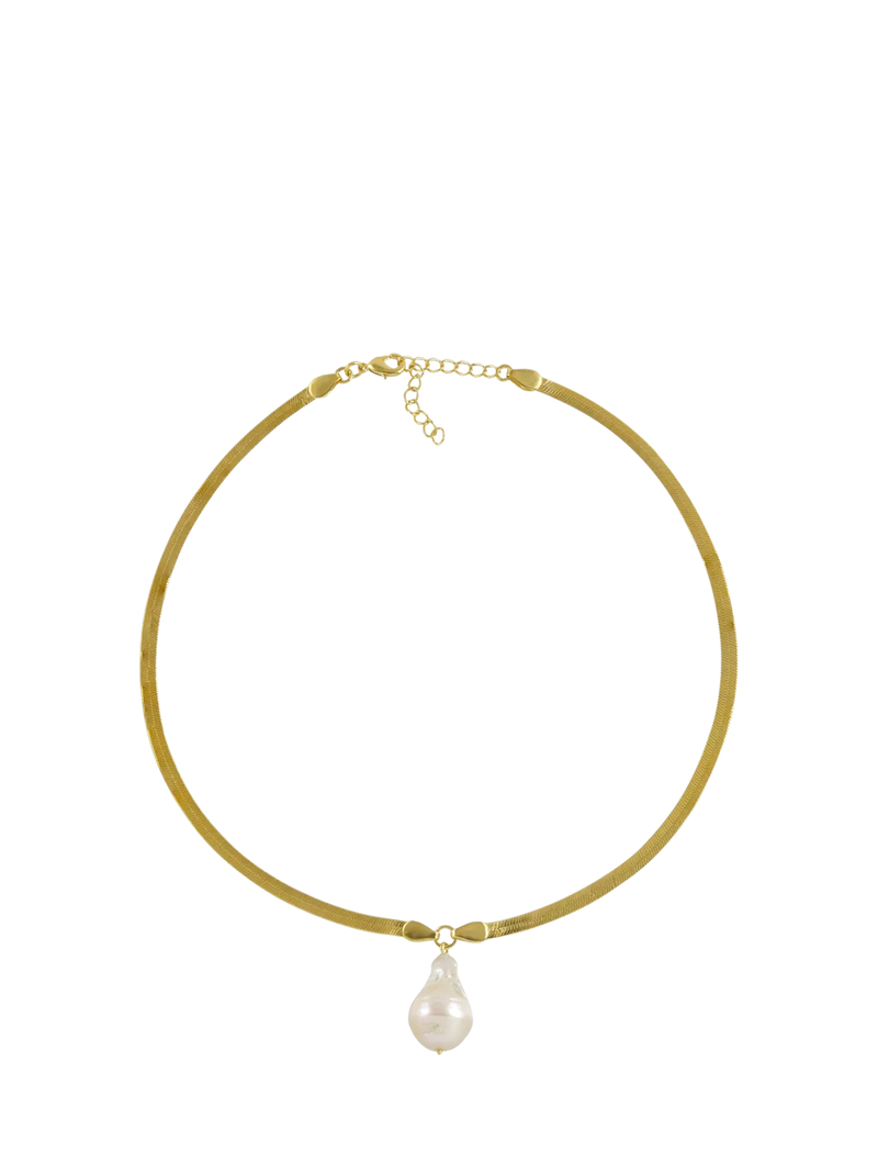Shyla Gold Plated Serpentine Pearl Necklace, imported from the UK