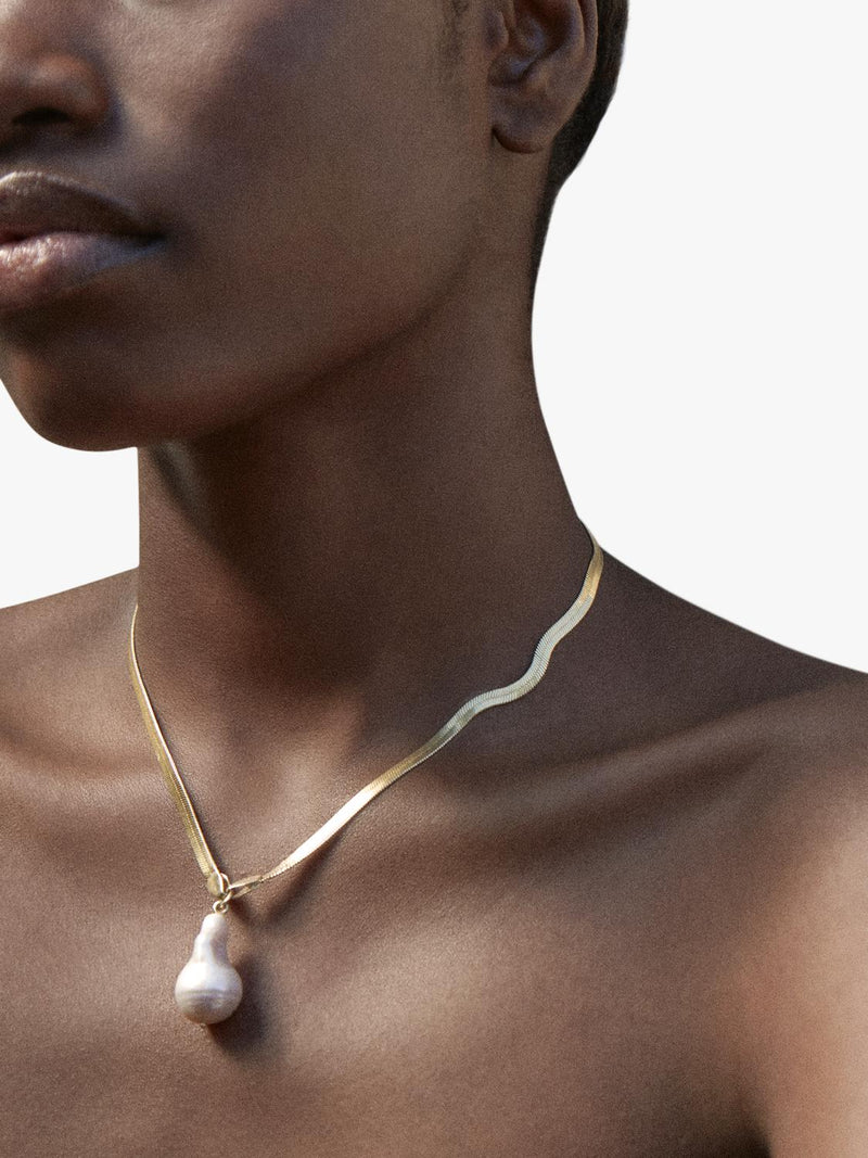 Shyla Gold Plated Serpentine Pearl Necklace, imported from the UK