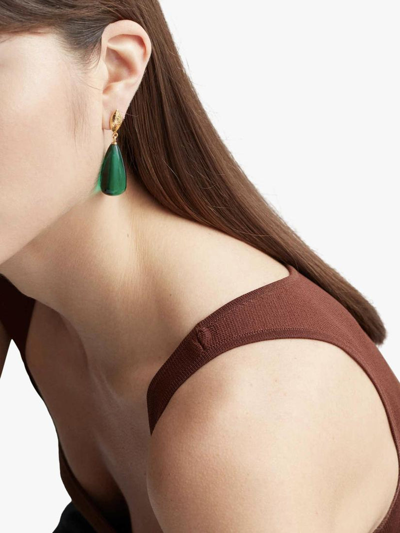 Shyla oval glass drop earrings gold plated - British product