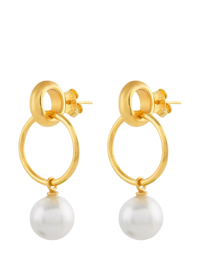 Shyla Layla pearl hoop earrings in gold - British product