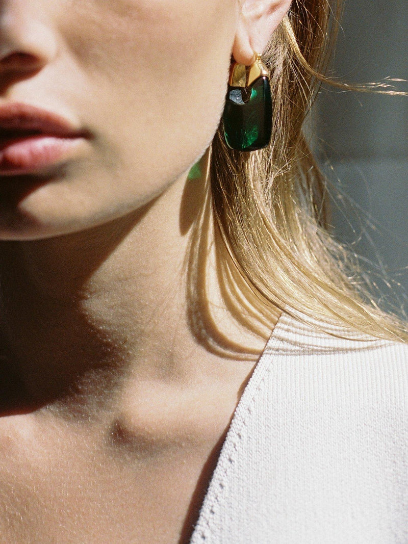 Shyla Rafelli Glass Hoop Earrings gold, UK version