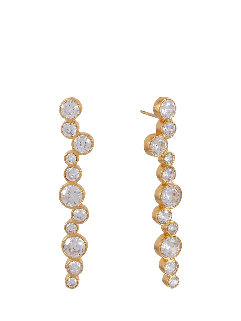 Shyla tier crystal drop earrings clear, imported from the UK