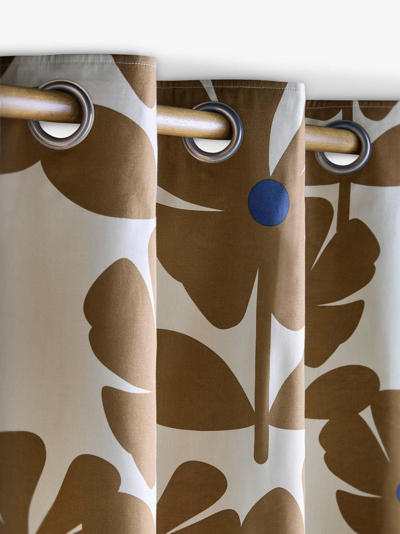 Orla Kiely Wildflower lined eyelet curtain coffee (British brand)