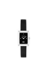 John Lewis Coach Ladies Mara Leather Strap Watch, Black, 19x26mm- Buy online at McGrocer