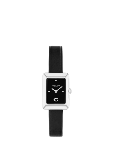 John Lewis Coach Ladies Mara Leather Strap Watch, Black, 19x26mm- Buy online at McGrocer