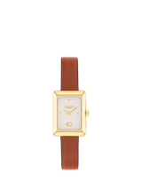 John Lewis Coach Ladies Mara Leather Strap Watch, Brown, 19x26mm- Buy online at McGrocer