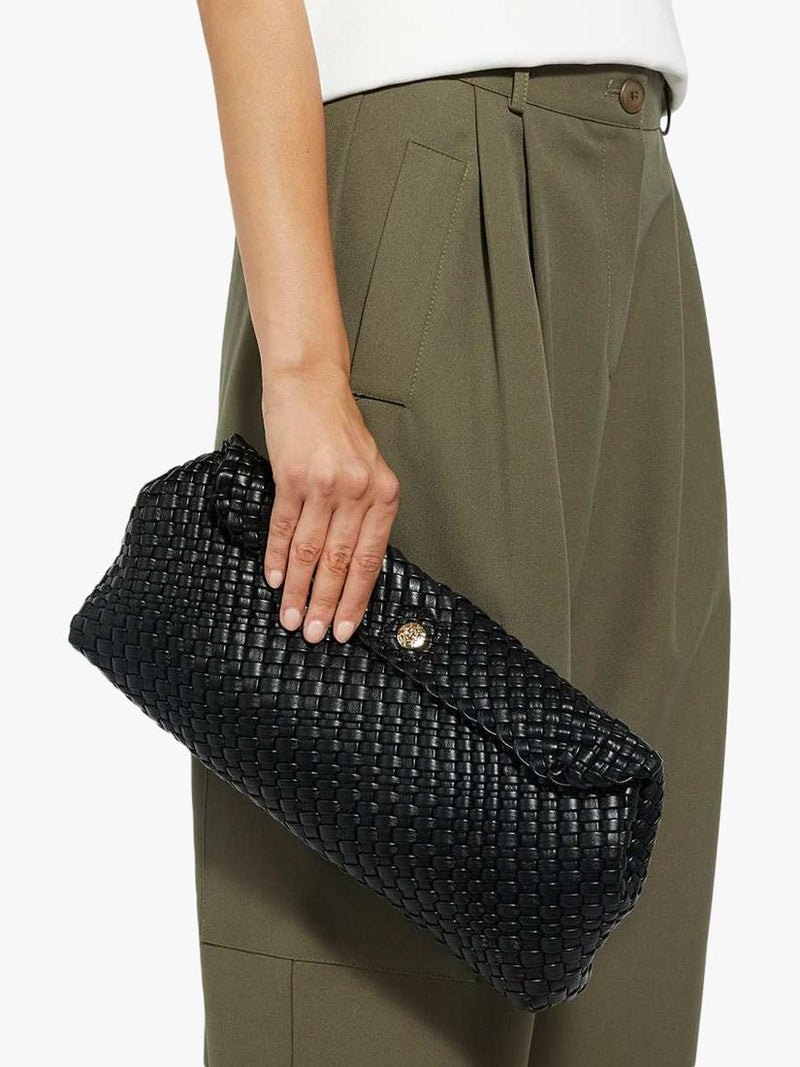 Dune London Encourage clutch bag with woven synthetic finish, imported from the UK