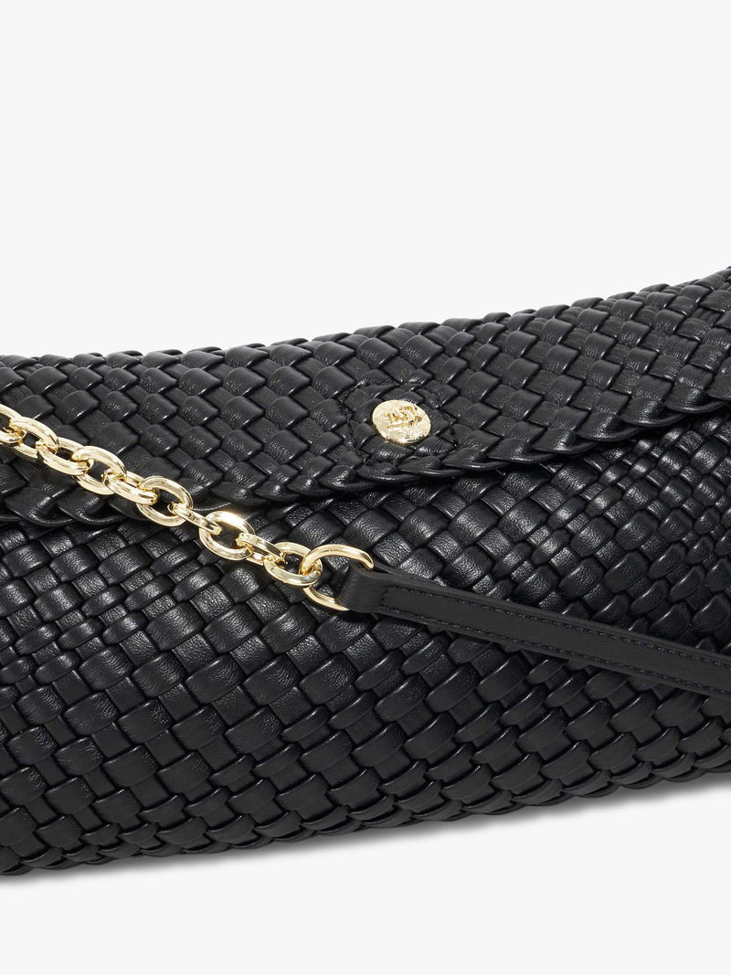 Dune London Encourage clutch bag with woven synthetic finish, imported from the UK