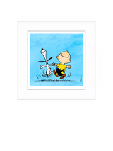 John Lewis John Lewis Peanuts Snoopy & Charlie Brown Framed Art Print, 22 x 22cm, Blue- Buy online at McGrocer