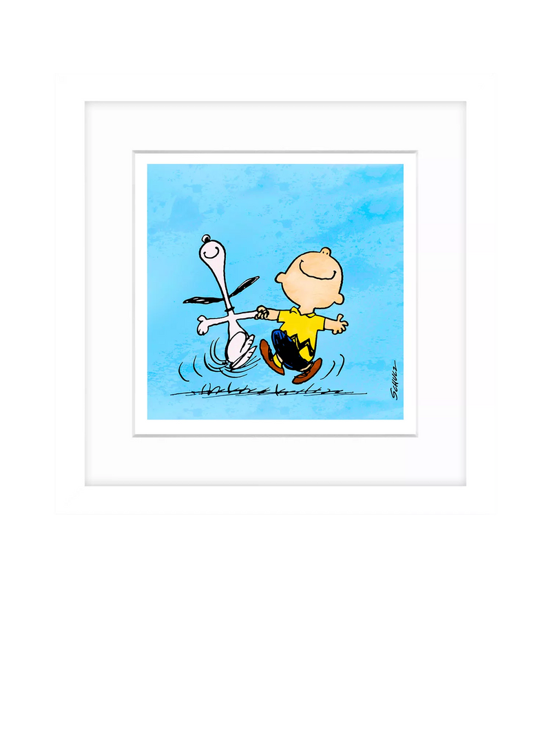 John Lewis Peanuts framed print Snoopy Charlie Brown 22cm, UK version