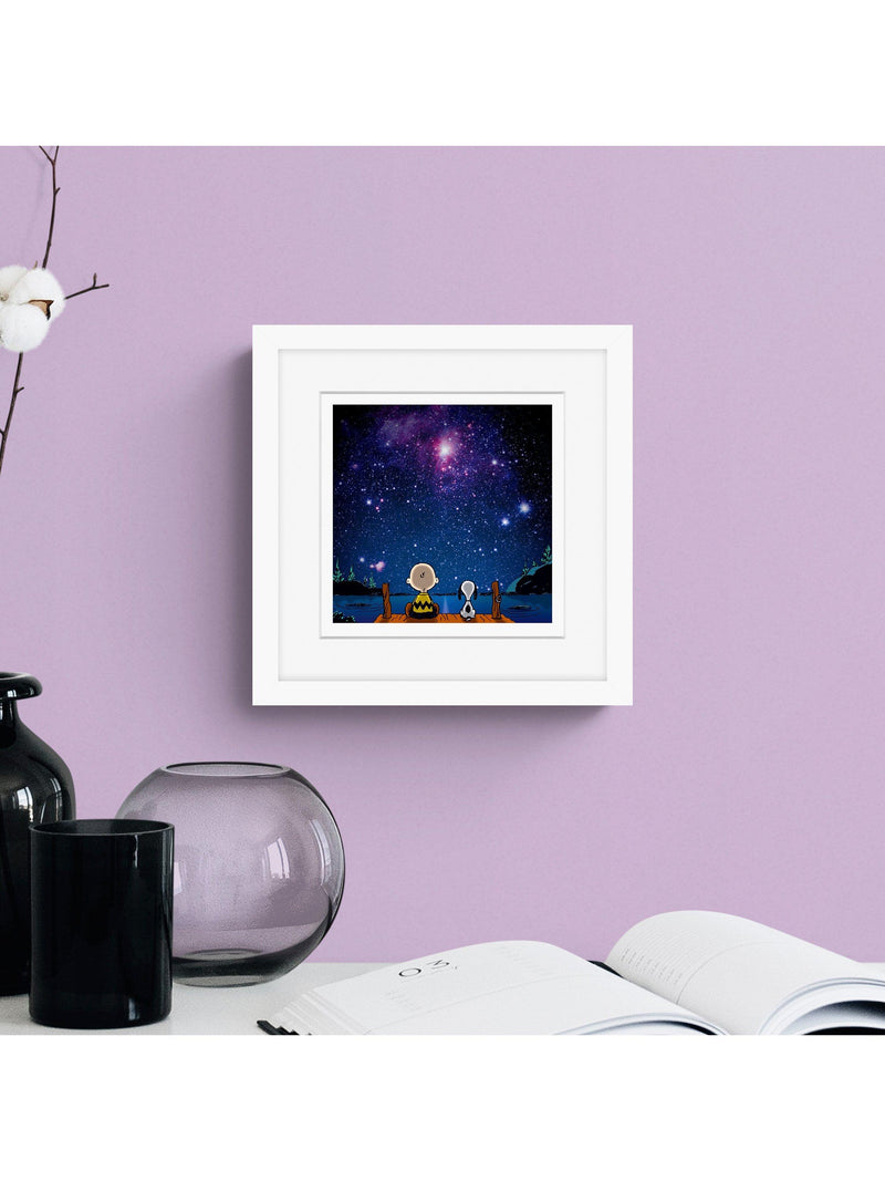 John Lewis Peanuts framed print Snoopy and Charlie stargazing 22x22cm, UK version