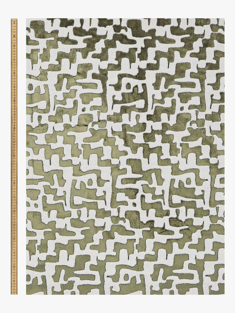 John Lewis Serena abstract velvet fabric in green (British brand)