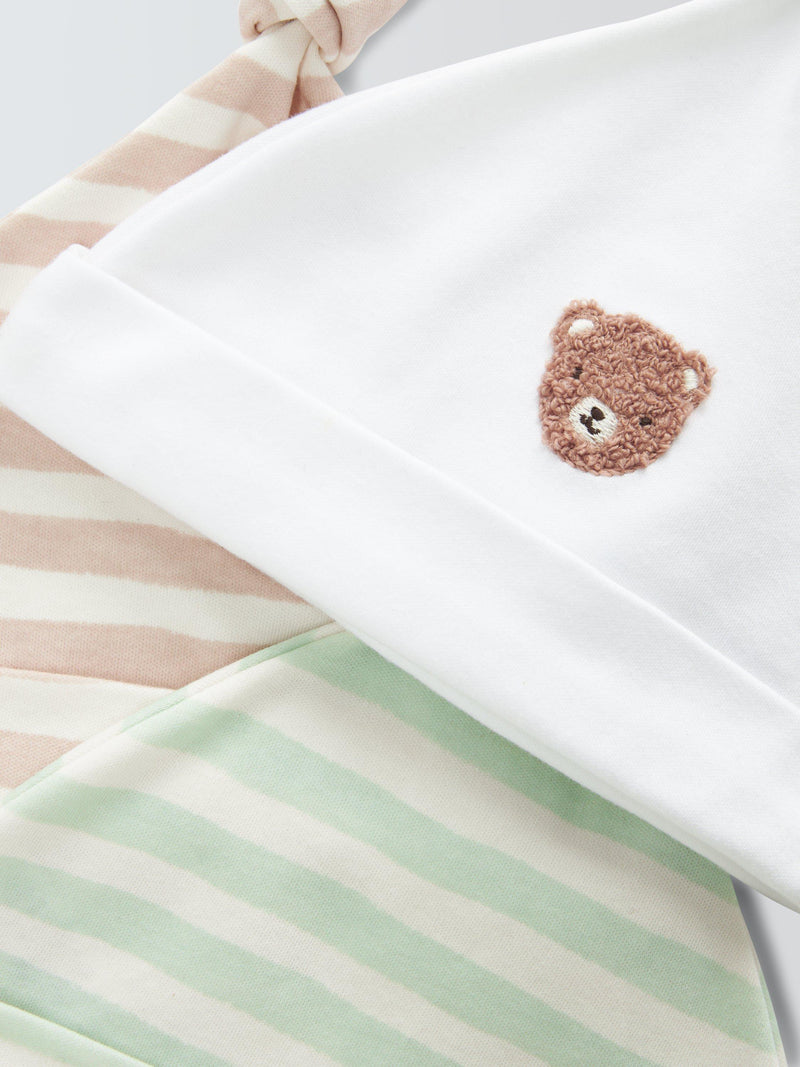 John Lewis Baby Teddy Hats pack of 3, UK version