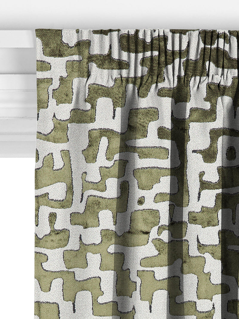 John Lewis abstract velvet curtains green made to measure (British brand)