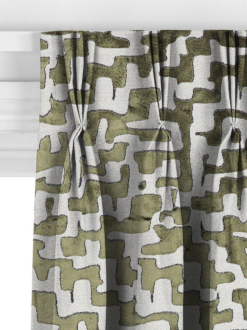 John Lewis abstract velvet curtains green made to measure (British brand)