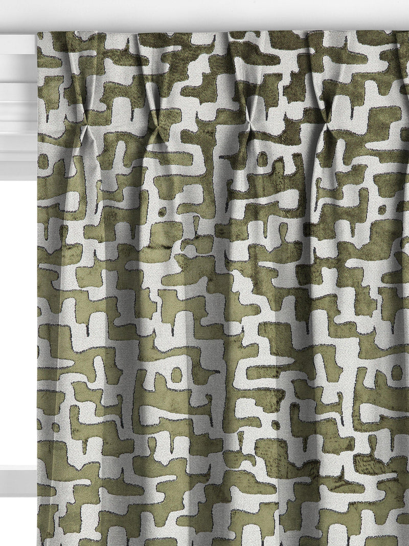 John Lewis abstract velvet curtains green made to measure (British brand)