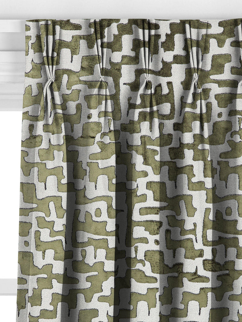 John Lewis abstract velvet curtains green made to measure (British brand)