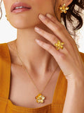 Ottoman Hands gold flower pendant necklace, imported from the UK