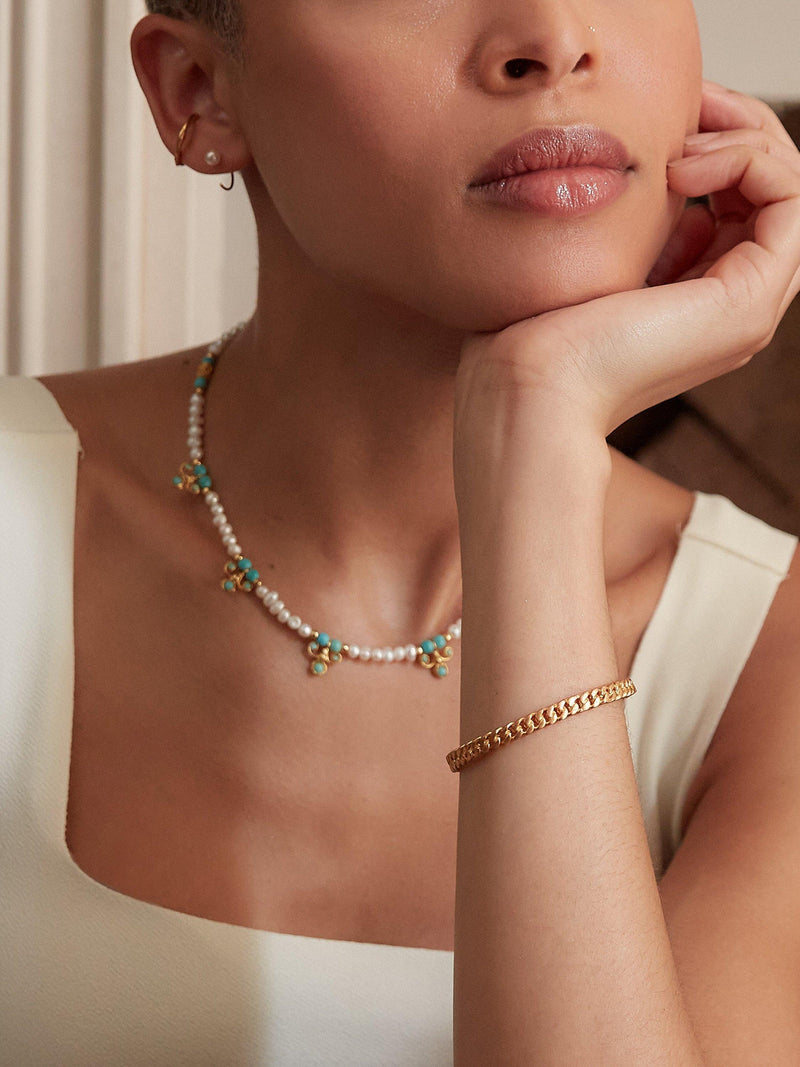 Ottoman Hands Amelie beaded pearl necklace gold - British product