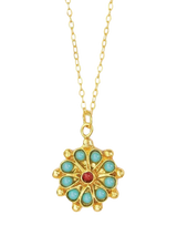 John Lewis Ottoman Hands Marigold Turquoise and Red Agate Beaded Pendant, Gold- Buy online at McGrocer