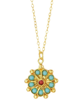 Ottoman Hands Marigold Turquoise and Red Agate Beaded Pendant - British product