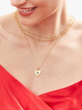 Ottoman Hands crystal heart necklace gold plated with blue gem, UK version