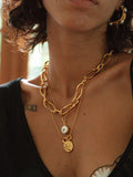 Ottoman Hands gold Gorgon Medusa pendant necklace, imported from the UK