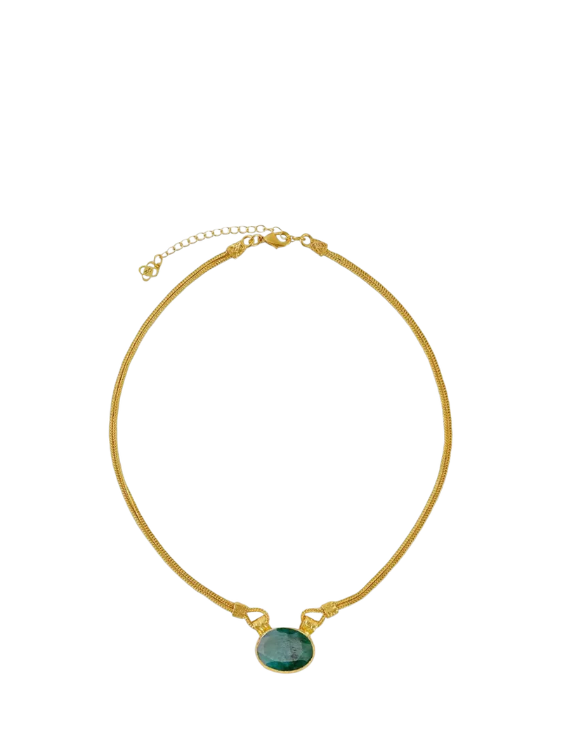 Ottoman Hands Daphne Emerald necklace in gold (British brand)