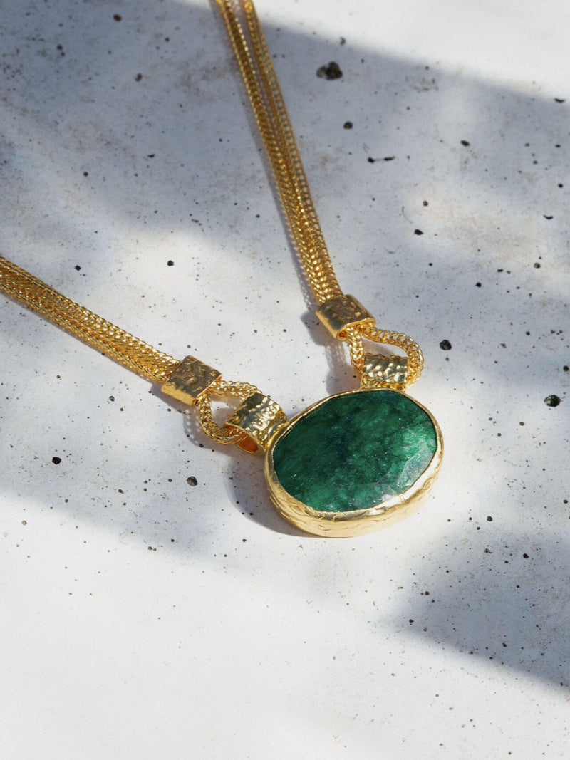 Ottoman Hands Daphne Emerald necklace in gold (British brand)