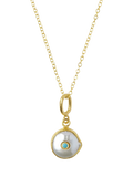 Ottoman Hands pendant necklace pearl turquoise gold, UK version