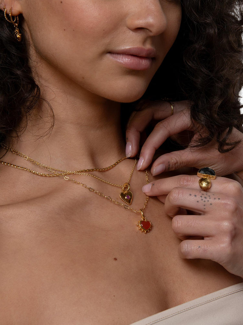 Ottoman Hands 18ct gold heart chain necklace - British product