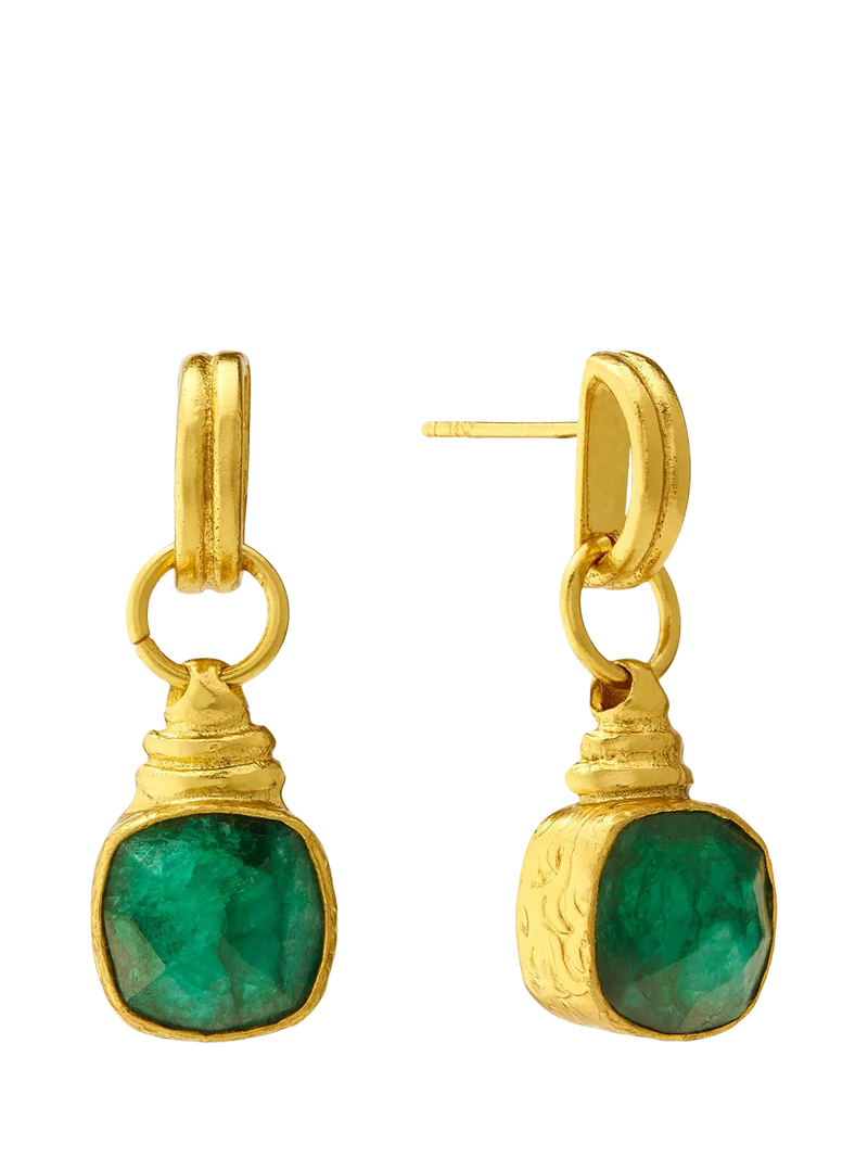 Ottoman Hands emerald drop earrings gold plated, UK version