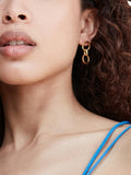 Ottoman Hands drop earrings with double chain in gold (British brand)