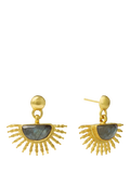 Ottoman Hands gold drop earrings with labradorite - British product