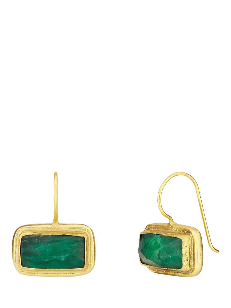 Ottoman Hands emerald drop earrings gold plated 2.3 cm - British product