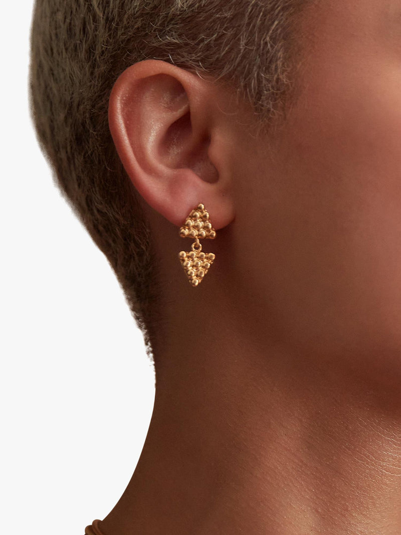Ottoman Hands Azar beaded drop earrings in gold finish - British product