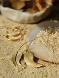 Ottoman Hands feather hoop earrings in gold - British product