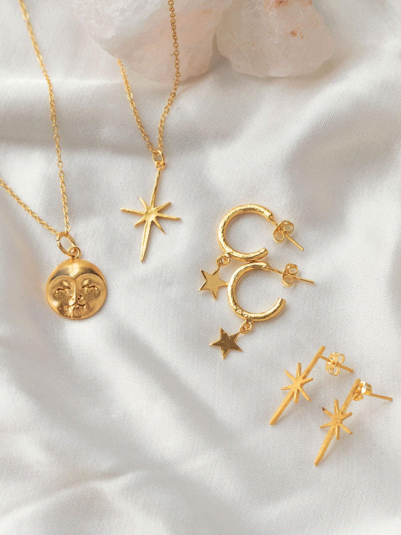 Ottoman Hands star stud earrings gold plated, imported from the UK