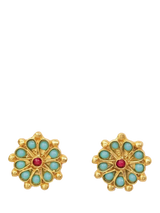 John Lewis Ottoman Hands Marigold Beaded Turquoise and Red Agate Stud Earrings- Buy online at McGrocer