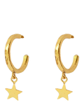 Ottoman Hands star charm hoop earrings 3 cm, imported from the UK