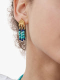 Ottoman Hands beaded drop earrings with turquoise and lapis 3.6cm, UK version