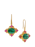Ottoman Hands emerald drop earrings gold plated, imported from the UK