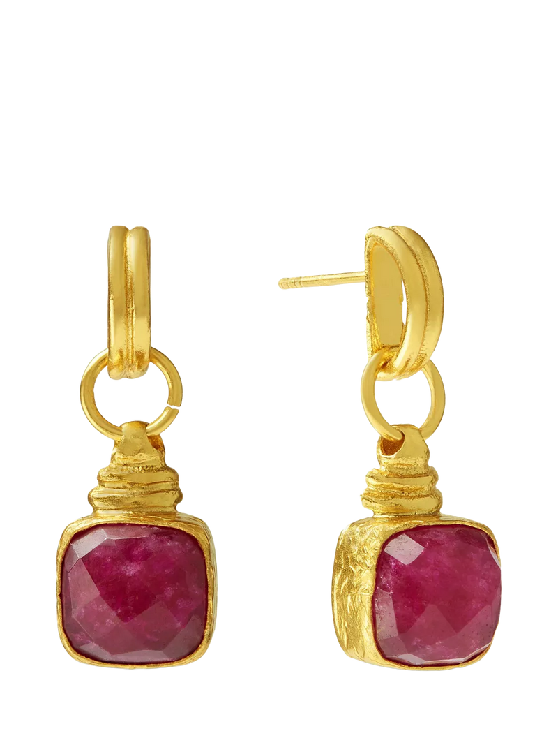 Ottoman Hands Eleanor semi precious ruby stud earrings gold, UK version