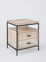 John Lewis John Lewis Industrial Mango Wood 2 Drawer Bedside Table White Wash- Buy online at McGrocer