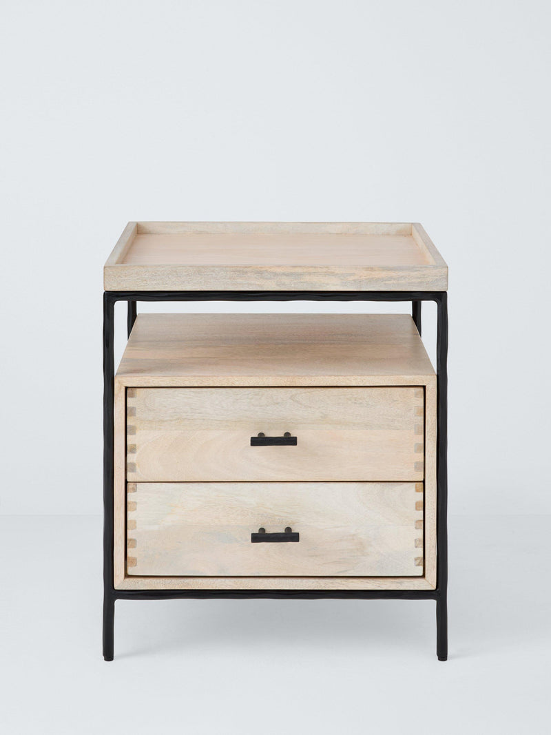 John Lewis industrial mango wood bedside table white wash (British brand)