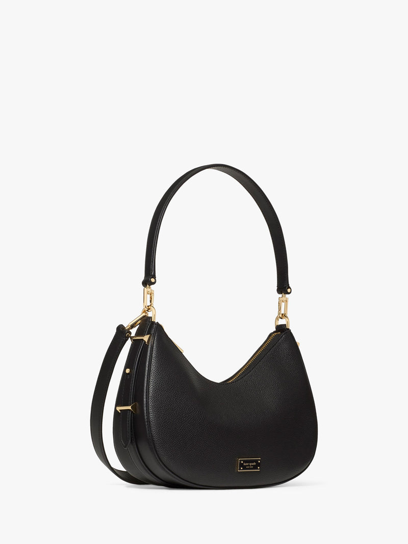 kate spade new york Liv leather slouchy shoulder bag black, UK version