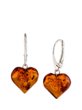 Be-Jewelled Baltic amber heart drop earrings, imported from the UK